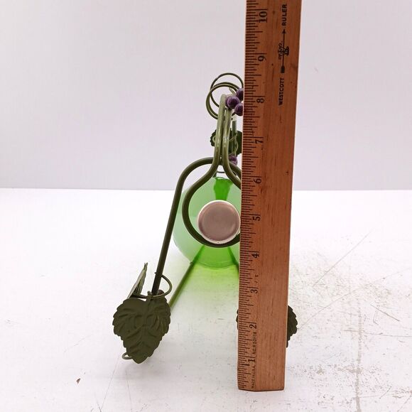 Metal Wine Rack Grape Vine Design Table Counter Holder w/ Green Bottle - Picture 13 of 16